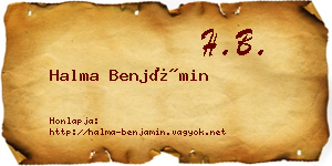 Halma Benjámin névjegykártya